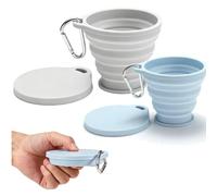 KEPYATI 2 Pcs Tasse en silicone pliable, Gobelets de voyage pliables avec couvercle hermétique, ensemble de gobelets en silicone portables réutilisables pour pique-nique, camping, randonnée (B)