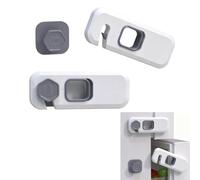 KEPYATI 2 Pièces Baby Sécurité Français Serrure De Réfrigérateur,Serrure De Réfrigérateur À Double Porte À L’Épreuve De Enfants,Serrure D’Armoire,Aucun Outil Ou Perceuse Nécessaire,Adhésif Fort