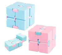 KEPYATI 2 Pièces Fidget Toy Infinity Cube Décompression Jouet Cube de l'infini Plastique, Stress de Jouet de Doigt de Fidget et soulagement pour Le Personnel de Bureau(Bleu & Rose)