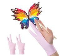 KEPYATI Lot De 2 Gants De Dessin Pour Tablette Graphique, Gant Artiste Anti-Fouling Tissu, Élastiques, Convient Pour L'Esquisse, L'Aquarelle, Pour Réduire La Pollution De L'Image (Taille M, Rose Clair