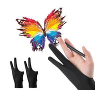 KEPYATI Lot De 2 Gants De Dessin Pour Tablette Graphique, Gant Artiste Anti-Fouling Tissu, Élastiques, Convient Pour L'Esquisse, L'Aquarelle, Pour Réduire La Pollution De L'Image (Taille M, Noir)