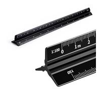 KEPYATI Règle D'Architecte Triangulaire En Aluminium, Métrique 1:20, 1:25, 1:50, 1:75, 1:100, 1:125, Pour Architectes, Étudiants, Dessinateurs Et Ingénieurs （Standard 30Cm/Noir）