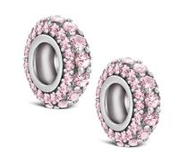 KEQ Breloque intercalaire en argent 925 pour bracelets Pandora, pierre de naissance, cadeau pour la fête des mères, la Saint-Valentin, pour maman, petite-fille, épouse, sœur, amie, 2Pcs, Argent