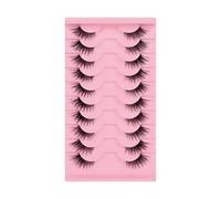 KEQAR 10 Paires Demi Faux Cils Naturels Cat Eye Bande Transparente Half Cateye Faux-Cils Fluffy Lashes (18mm)