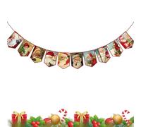 KEQAR 10 Pièces Bannière Vintage Suspendue Décoration de Noël Santa Party Banderole Joyeux Noël pour Cheminée et Fête de Noël (avec Ruban Rouge)