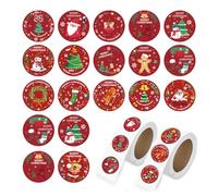 KEQAR 1000 pièces Autocollantes Noël, cadeaux, autocollants décoratifs, stickers noel, 8 modèles d'étiquettes rondes, pour sac enveloppe, Décorations d'artisanat de Noël (2,5 cm)