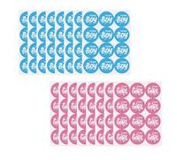 KEQAR 192 Révélation de Genre, Étiquettes Team Boy & Team Girl, Fête Bébé, Autocollants Ronds avec Lettres Pailletées, Idéal pour Baby Shower et Décoration Polyvalente (3 cm) (Bleu et Rose)