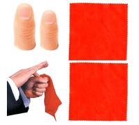 KEQAR 2 accessoires de pouce magique, tour de magie, accessoire de magie, et 2 mouchoirs rouges, 1 grand et 1 petit, convient à tous, pour la fête des articles de magie