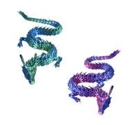 KEQAR 2 Pcs Dragons 3D imprimés, Figurines réalistes et articulées, Décoration mystérieuse et magique, Jouet de bureau éternellement articulé (30 cm) (dégradé de couleurs magiques)