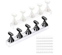 KEQAR 2 Pcs Supports Ongles Magnétiques en Acrylique - Porte-Capsules pour Entraînement Nail Art et Manucure - Accessoire Ongle Noir et Blanc