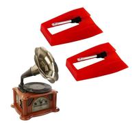 KEQAR 2 pièces aiguilles pour platine vinyle, Pointe en saphir diamant, Remplacement en ABS et aluminium pour tourne-disque (Rouge)