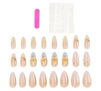 KEQAR 24 ongles 3D fleur sculptée - French Tips almond, kit complet inclus