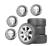 KEQAR 4 Pieces Universal Skull Hubcap Stickers, Skull Stickers, Car Wheel Centre Cap Stickers, Hubcaps