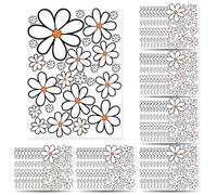 KEQAR 54 pièces autocollants de voiture, marguerites fleuries pour voitures, motos, casques, ordinateurs portables et tout autocollant de fleurs plates