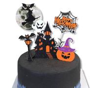 KEQAR 6 Pièce Décoration Gâteau d'Anniversaire Halloween, Pailleté, Sorcier Fantôme Citrouille Décor de Gâteau, pour Maison Hantée Sorcière Citrouille Fête Thématique Automne