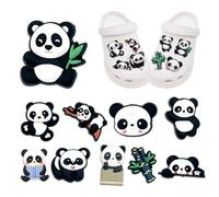 KEQAR Lot de 10 Charms Panda pour Crocs, Décorations en PVC Cartoon DIY, Accessoires de Chaussures pour Adultes et Enfants
