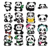 KEQAR Lot de 16 Pins Panda, Breloques en PVC Cartoon DIY pour Décoration de Chaussures, Accessoires pour Adultes et Enfants (Style 2)