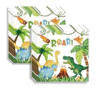 KEQAR Lot de 20 serviettes en papier motif dinosaures, 33 x 33 cm, pour garçons et filles, décoration d'anniversaire pour enfants, dinosaures