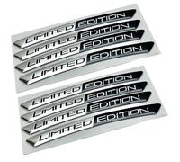 KEQAR Lot de 8 Autocollants 3D Voiture Limited Edition Logo Métal Universel Emblème Accessoires (9 cm) (Argent-Noir)