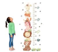 KEQAR Toise Murale Enfant, Stickers Muraux Auto-Adhésifs, Autocollant Mural Imperméable, Toise de Croissance, Toise Enfant pour Chambre D'enfant Chambre Salon Décoration (150cm) (Animaux)