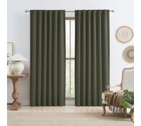 KEQIAOSUOCAI Winodw Lot de 2 rideaux occultants vert olive foncé de 228,6 cm de long - Imitation lin texturé - Isolation thermique et réduction du bruit - Pour chambre à coucher et salon - 127 x 228,6