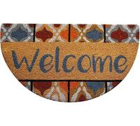 KERA Paillasson art en fibre de coco naturelle imprimé fantaisie tapis entrée maison sèche pas avec dos pvc antidérapant doormat extérieur maison jardin (demi-lune DIS 2, 38 x 68 cm)
