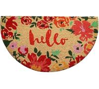 KERA Paillasson art en fibre de coco naturelle imprimé fantaisie tapis entrée maison sèche pas avec dos pvc antidérapant doormat extérieur maison jardin (demi-lune DIS 7, 38 x 68 cm)