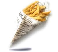 Kerafactum ® 50 pièces sachets de Chips sulfurisés bâtonnets de Pommes de Terre pour Fish and Chips Frites Motif Sac de Journal Quotidien Sac de Journal Taille 25 x 18 cm