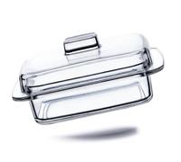Kerafactum Beurrier en verre classique de qualité supérieure - Avec couvercle - Pour beurre frais - Transparent - Rectangulaire - Avec poignée - Passe au lave-vaisselle