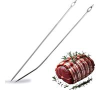 Kerafactum Lot d'aiguilles à broder courbées et droites - Aiguille à rôtir - 20 cm - En acier inoxydable - Grand champ de réception pour bandes de bacon - Diamètre : 3 mm - Parfait pour broder la