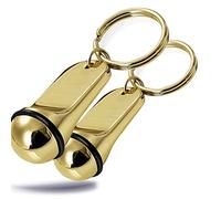 Kerafactum Lot de 2 porte-clés d'hôtel - Aspect doré - Avec anneau en caoutchouc - Personnalisable - Pour voiture, moto, partenaire - Mini cadeau pour elle et lui