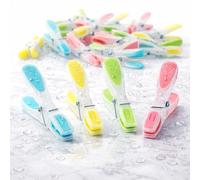Kerafactum Lot de 20 grandes pinces à linge sans empreinte - Solides - Multicolores - Prise douce - Résistantes aux tempêtes - Pour l'extérieur - Sans points de pression - Pour intérieur et extérieur