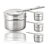 Kerafactum Lot de 4 rcipients pte combustible, contenant cipient pour viande, fromage, fondue, chauffeplats ou plat chafing, 2 pices en acier inoxydable, dessous verre Chafer Fuel Holder