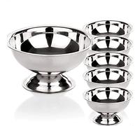 Kerafactum Lot de 6 coupes à glace, coupe à glace, coupe à glace, forme ronde, diamètre : 9 cm, bols à dessert, à tremper, en acier inoxydable, pour servir de la crème glacée