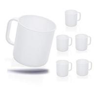 Kerafactum Lot de 6 tasses à café avec anse pour le camping, cantine, idéal pour pique-nique, bateau, tente, caravaning, passe au lave-vaisselle, empilables, 0,3 l, couleur blanche