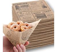 Kerafactum Lot de 60 sachets à hamburger - Résistants à la graisse - Ouverture jusqu'à 25 cm - Vintage - Aspect journal - En papier kraft - Pour frites, sandwichs, frites, frites, chips de poisson