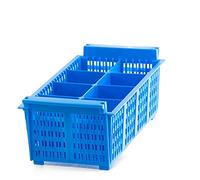 Kerafactum Panier à couverts pour couverts et petites pièces - Pour lave-vaisselle - Extra large - Bleu - 8 compartiments - Mailles grossières + 120 °C - Sans BPA