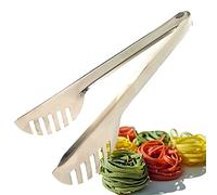 Kerafactum Pince à pâtes, pelle à pâtes, cuillère à spaghetti, pince à spaghetti, macaroni, tagiatelle, haute brillance | Pince à pâtes en acier inoxydable 24 cm, Argenté