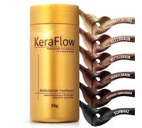 KeraFlow PREMIUM poudre capillaire pour épaissir les cheveux - cheveux pleins en 30 secondes - fibres capillaires pour camoufler les zones chauves - 28g (Brun foncé)