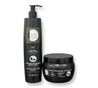 Keragold - Duo Soin Capillaire : Shampoing 500 ml + Masque 500 ml - Kératine & Ricin - Sans Sulfates