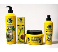 Pack Keragold Green - Shampoing Douche 500ml / Masque 500ml / Sérum 100ml/ Creme de soin 200ml (KG NUTRITION KERATINE - AVOCAT - KARITE)