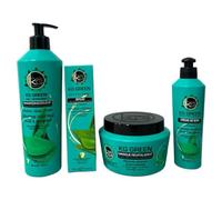 Pack Keragold Green - Shampoing Douche 500ml / Masque 500ml / Sérum 100ml/ Creme de soin 200ml (KG REVITALISANT KERATINE - ALOE - BANANA)