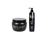 KERAGOLD PRO CC - Lot de 2 Soins Capillaires - Shampoing 500ml + Masque 500ml - Kératine & Huile de Ricin pour Fortification et Croissance des Cheveux