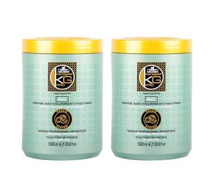 KERAGOLD PRO - Masque Sans Sulfates Gamme AC - Lot de 2 × 1000ml - Kératine & Acide Hyaluronique - Hydratation Intense, Réparation & Douceur