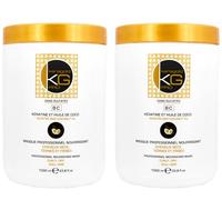KERAGOLD PRO - Masque Sans Sulfates Gamme BC - Lot de 2 × 1000ml - Kératine & Huile de Coco - Nutrition Intense, Réparation & Douceur