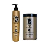 KERAGOLD PRO - Pack Duo Gamme AB - Shampoing 1000ml + Masque 1000ml - Kératine & Extrait d’Ail - Force, Croissance & Réparation