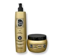 KERAGOLD PRO - Pack Duo Sans Sulfates - Gamme AB - Shampoing 500ml + Masque 500ml - Kératine & Extrait d’Ail - Croissance, Force & Réparation