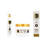 KERAGOLD PRO - Pack Trio Sans Sulfates - Gamme BC - Shampoing 500ml + Masque 500ml + Sérum 100ml - Kératine & Huile de Coco - Nutrition, Souplesse & Brillance