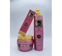 KERAGOLD PRO - Pack Trio Soins Capillaires Sans Sulfates : Shampoing 500ml + Masque 500ml + Sérum 100ml - Kératine & Biotine