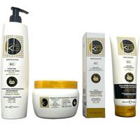 Keragold Pro - Pack Ultime Premium 4 Produits - Sans Sulfates - Shampoing 500 Ml + Masque 500 Ml + Sérum 100 Ml + Soin Sans Rinçage (Kg Bc Kératine & Huile De Coco)[Z1624]